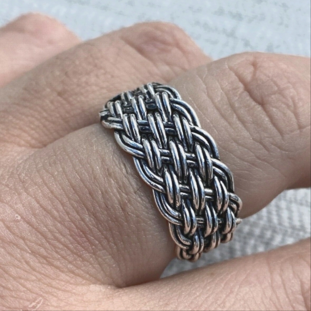 Vintage Sterling Silver Braided Unisex Ring    Size 6